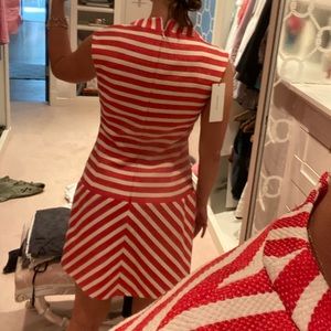 Red and white striped dress